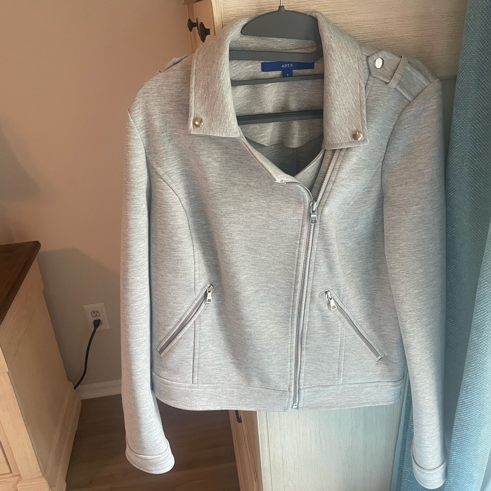 Apt. 9 Gray Bomber Jacket With Asymmetrical Zipper - image 1